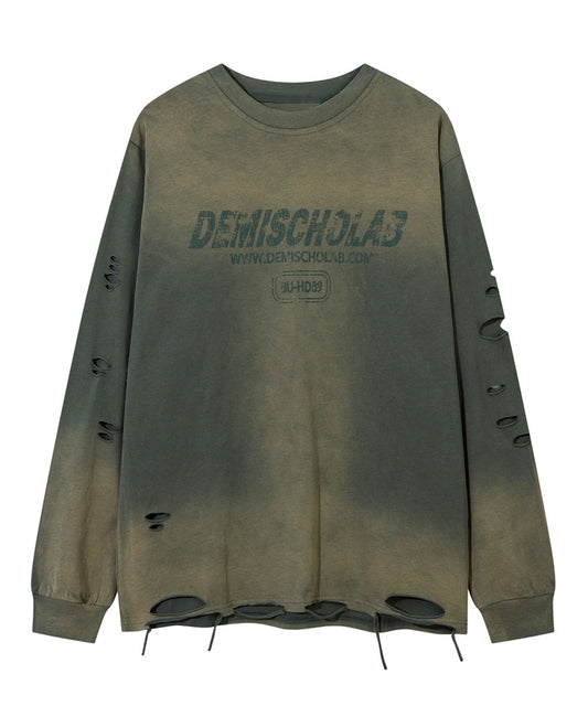 ダメージ加工ロゴプリントロンT / 14332