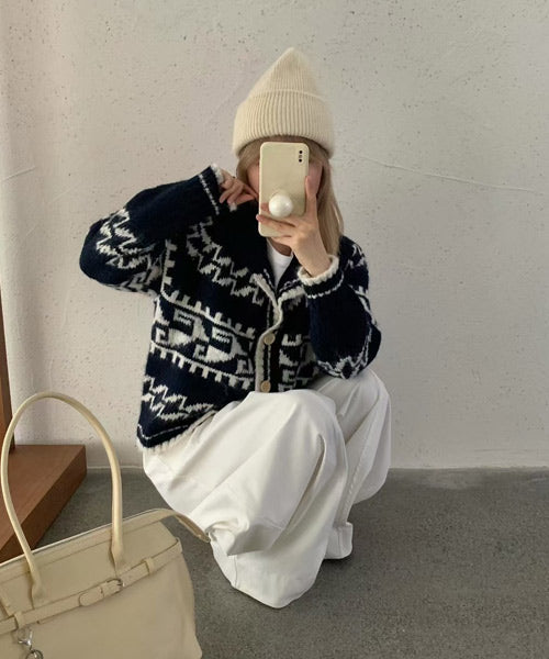 ノルディック柄ニットカーディガン / 15319