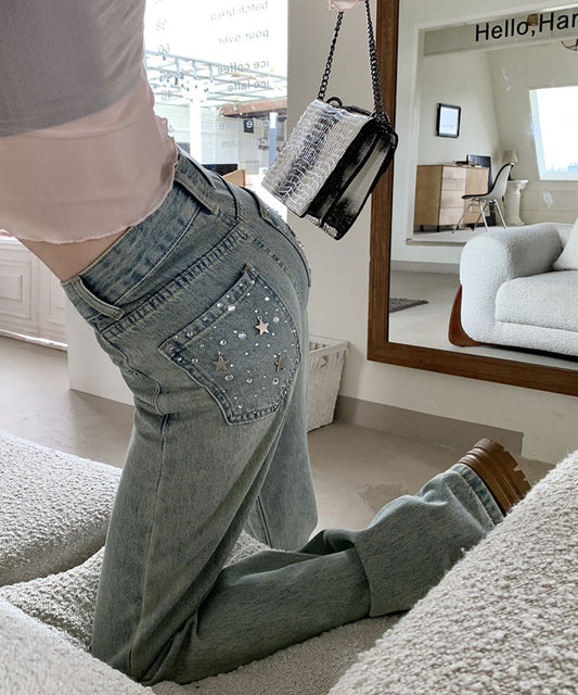 スタービジュー付きワイドデニムパンツ / 15005