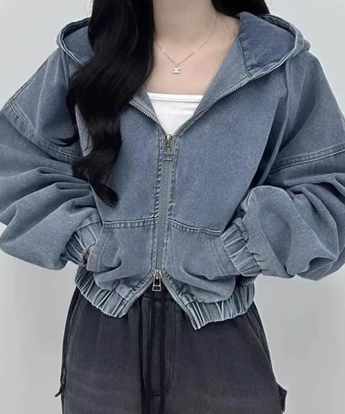 ショート丈フード付きデニムブルゾン / 15243