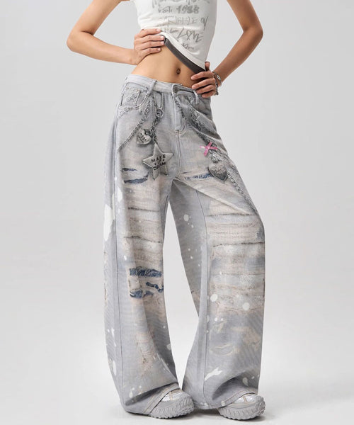 チェーンプリントデニムパンツ / 15548