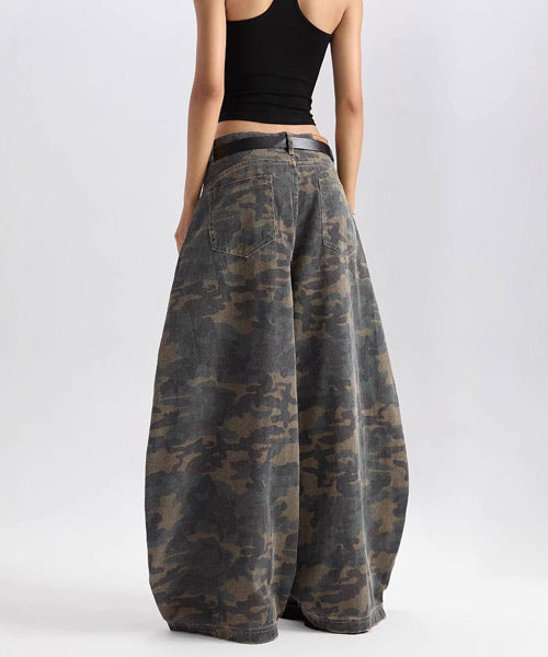 カモフラージュ柄カーブパンツ / 15444