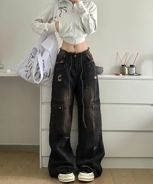 スタッズワイドカーゴデニムパンツ / 14786