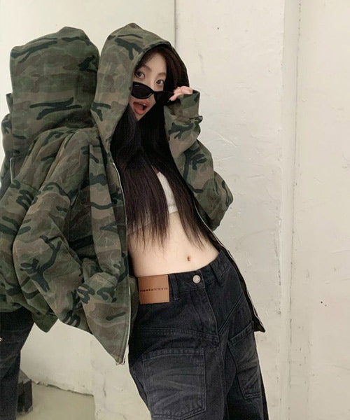 オーバーサイズカモフラージュ柄パーカー / 15126