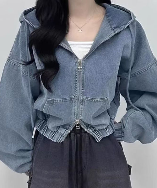 ショート丈フード付きデニムブルゾン / 15243