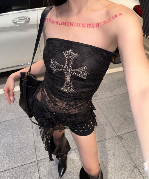 クロススタッズイレヘムレースベアトップ / 14872