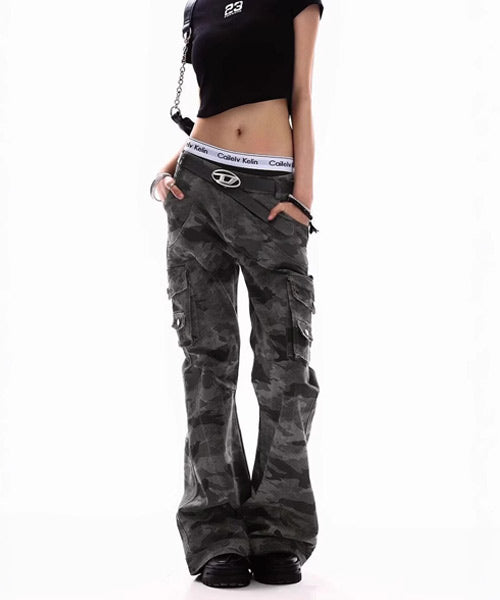 カモフラージュ柄フレアカーゴパンツ / 15138