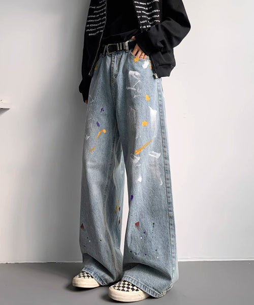 ペイントデザインワイドデニムパンツ / 15845