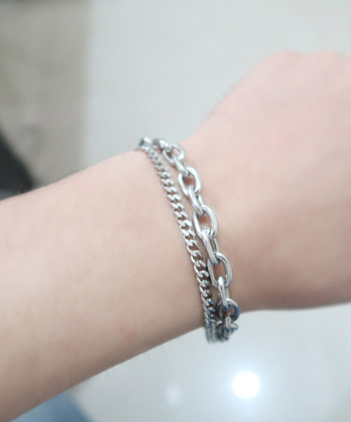 シルバー2連チェーンブレスレット/13749