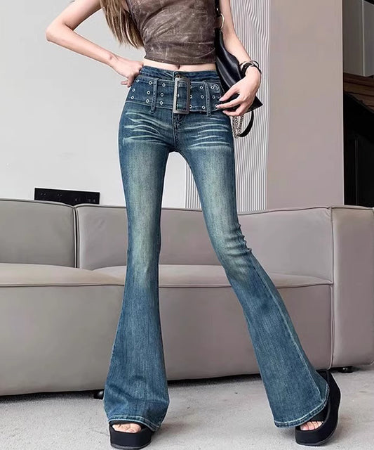 ワイドベルトフレアデニムパンツ / 14823