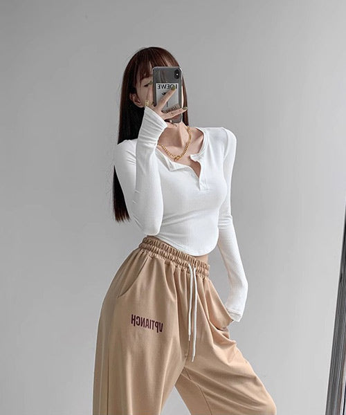 ショート丈ヘンリーネックロンT / 15150