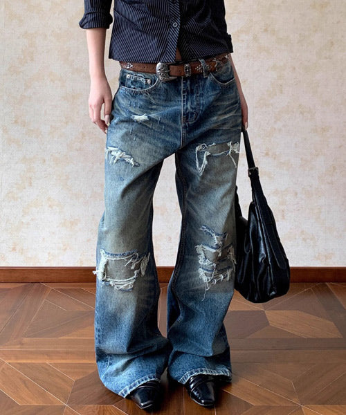 ダメージ加工デニムパンツ / 15495