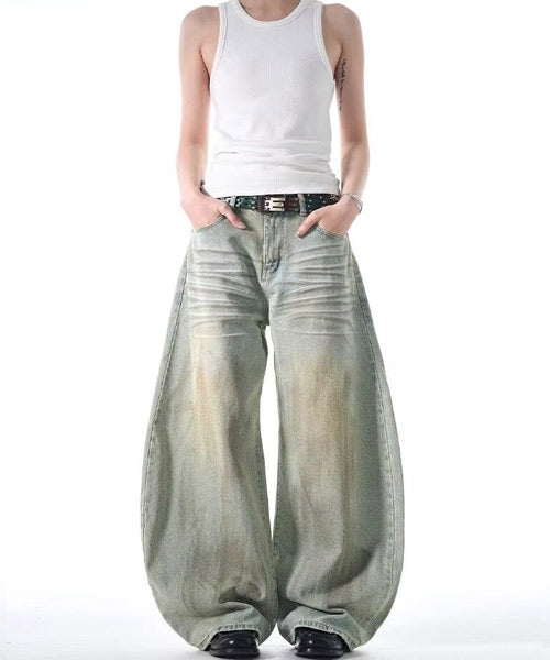 ヴィンテージ加工カーブデニムパンツ / 15405