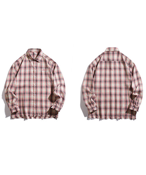 刺繍ロゴチェックシャツ/13348