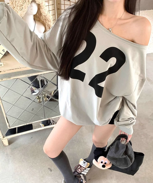 ナンバーロゴオフショルダーロンT / 15161