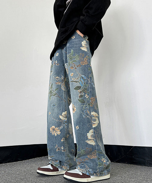 ルーズシルエット花柄デニムパンツ / 15170