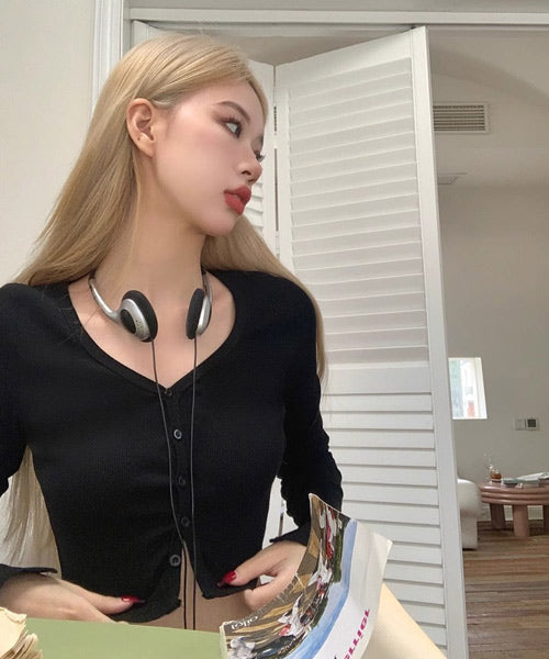 フロントボタンショート丈カーディガン / 15160