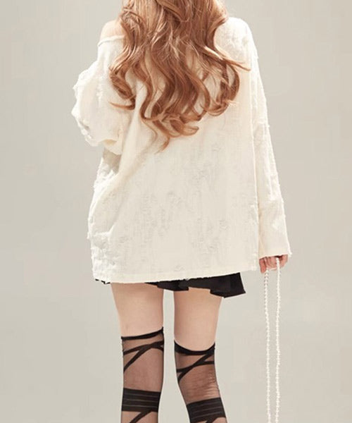 レザーベルト付きワンショルダーロンT / 15038