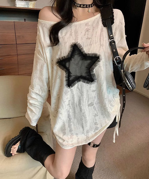 サイドシャーリングスターダメージロンT / 15122