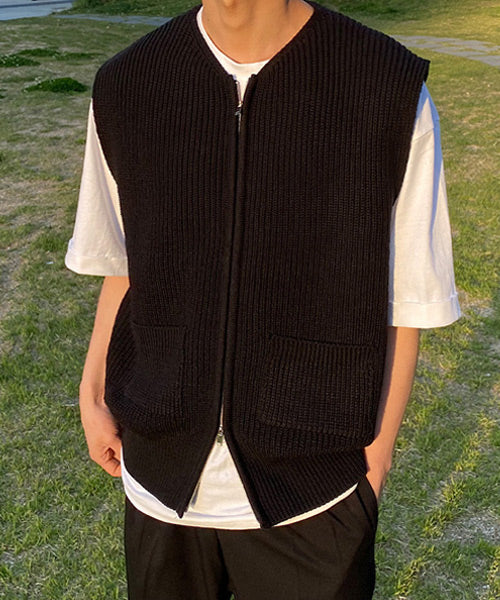 ジップアップニットベスト/13340