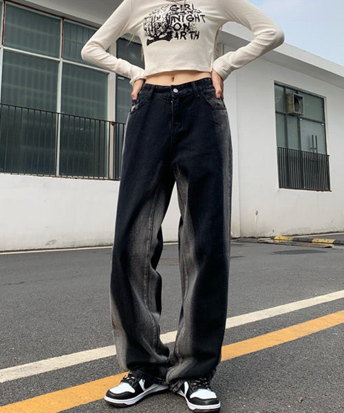 ブラックグラデーションカラーデニムパンツ/12595