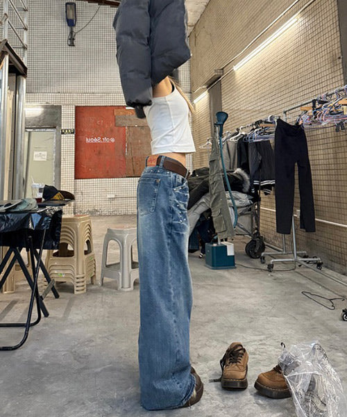 ビジュースタッズルーズストレートデニムパンツ / 15084