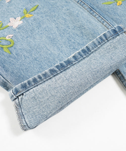 花柄刺繍ダメージ加工デニムパンツ / 15916