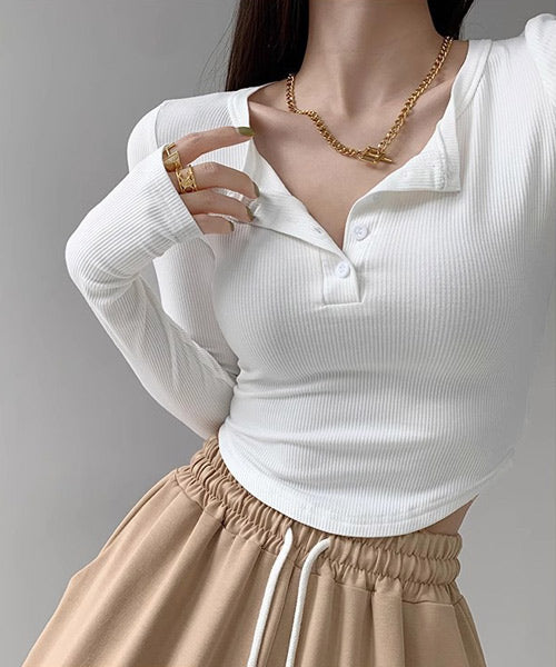 ショート丈ヘンリーネックロンT / 15150