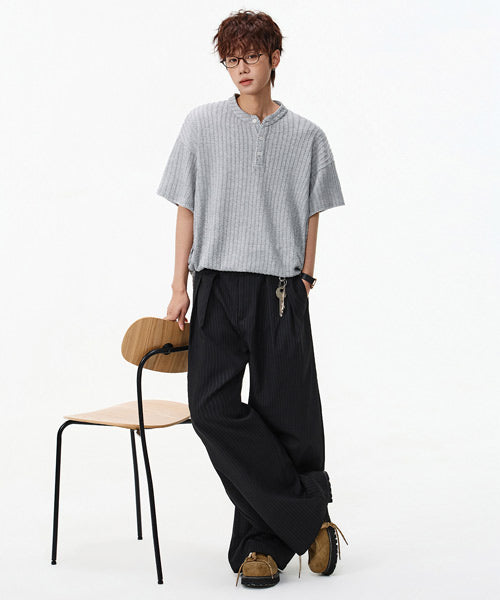 ハンドステッチヘンリーネックTシャツ / 15857