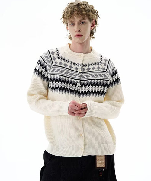 ノルディック柄ニットカーディガン / 16304