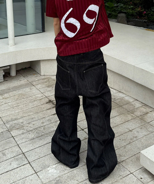 アシンメトリーボタンデニムパンツ / 15583