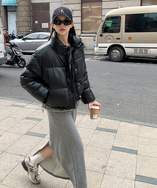 フェイクレザーショートダウンジャケット / 15338