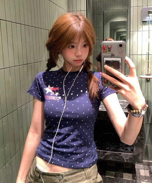 ドット柄スターロゴプリントTシャツ / 16087