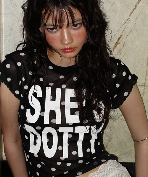 ドット柄シアーTシャツ / 16129
