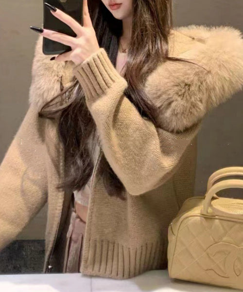 ファーフードニットジップパーカー / 15467