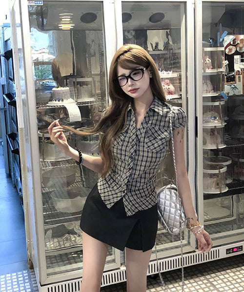 ウエストシェイプ半袖ブラウス / 15952