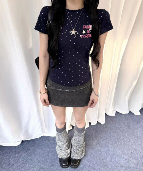 ドット柄スターロゴプリントTシャツ / 16087