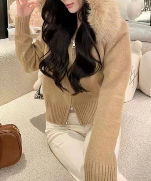 ファーフードニットジップパーカー / 15467