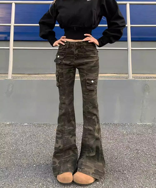 カモフラージュ柄フレアカーゴパンツ / 15527