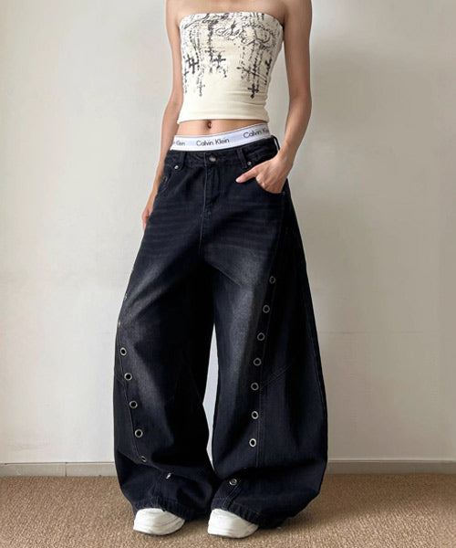 アイレットデザインカーブデニムパンツ / 15667