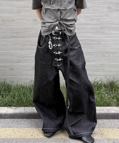 メタルバックルワイドデニムパンツ / 15584