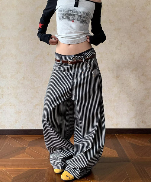 ストライプ柄ワイドパンツ / 15564