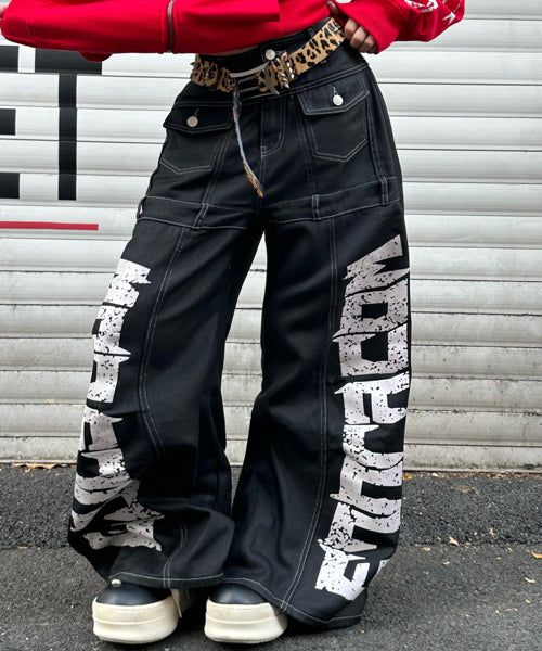 ワイドシルエットペイントロゴデニムパンツ / 15562