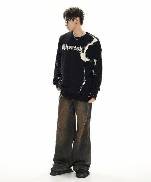 ダメージ加工ロゴニット / 15402