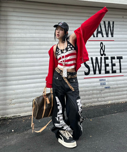 ワイドシルエットペイントロゴデニムパンツ / 15562