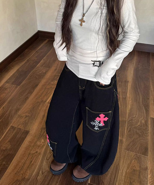 クロスパッチカーブデニムパンツ / 15668