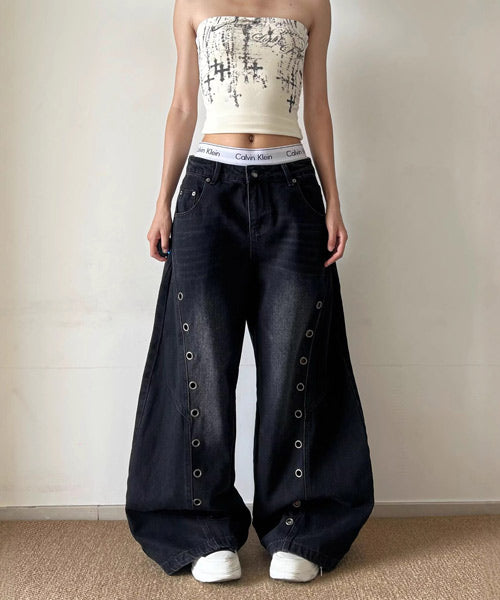 アイレットデザインカーブデニムパンツ / 15667