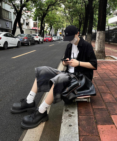 ブラックデニムハーフパンツ / 15844