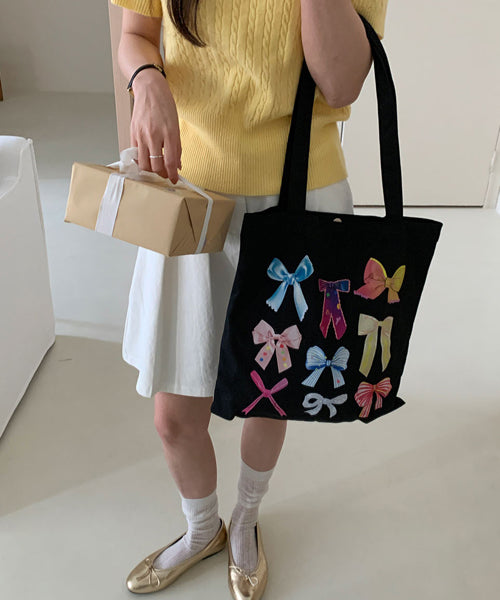 リボンプリントトートバッグ / 15748