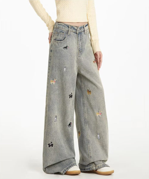 アニマル刺繍デニムパンツ / 16425
